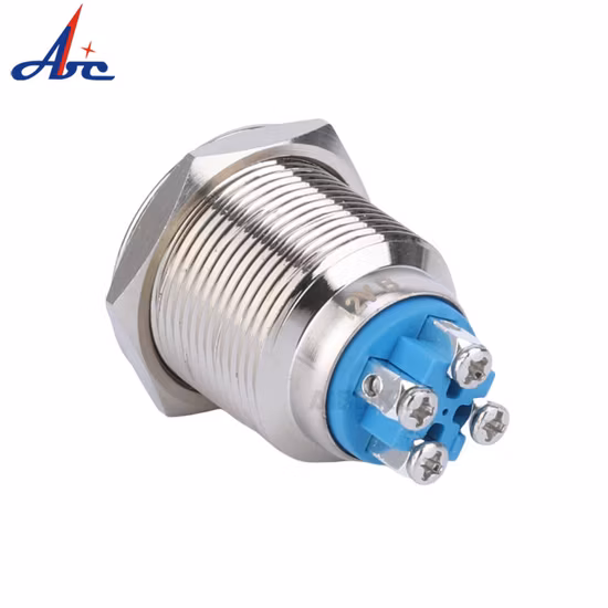 19mm 1no Flat Round Head Screw Terminal Latching Ring Power Logo Illuminated Brass Push Button Switch