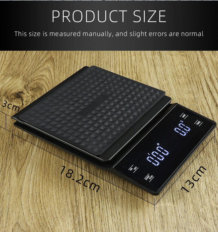 ABS Plastic LED Touch Screen 3kg Food Coffee Scale Timer